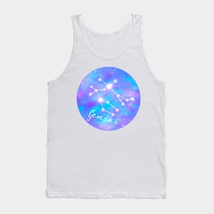 Gemini Zodiac sign constellation on galaxy background Tank Top